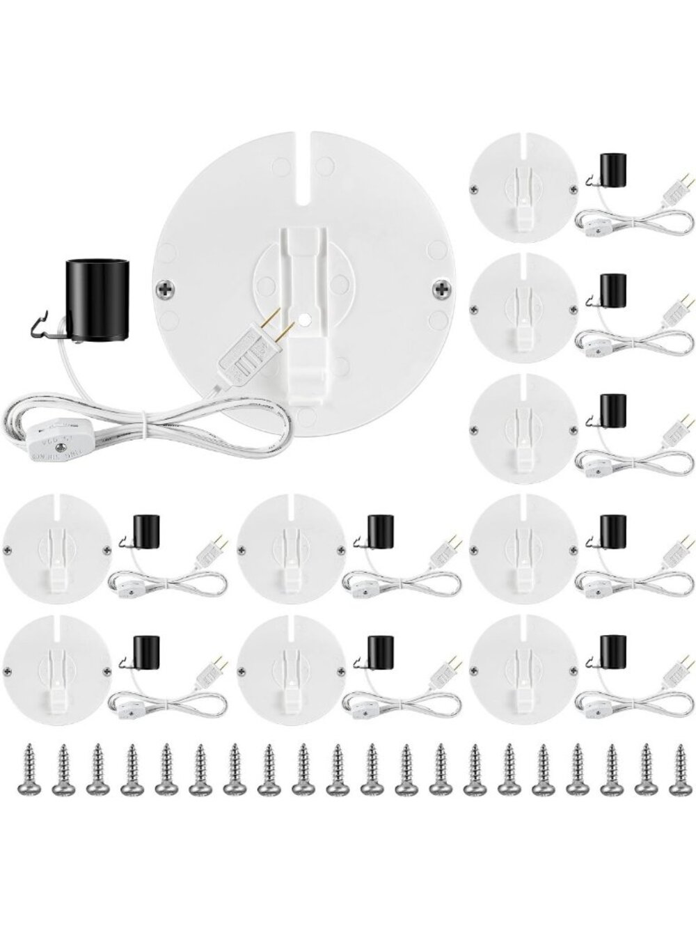 10-Piece Blow Mold Light Kit with E26/E27 Sockets, Cord, Switch & Plug